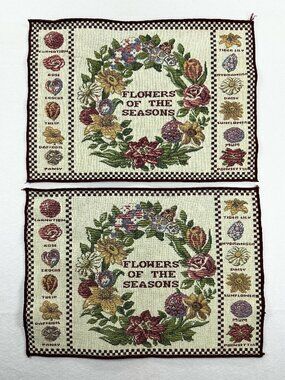 Vintage Flowers‎ Of The Seasons 2 Wall Art Decor Tapestry Placemats DIY 17x12.5
